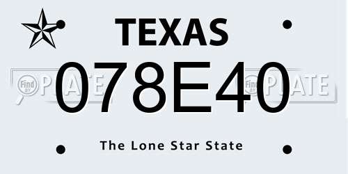 078E40 Texas License Plate