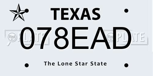 078EAD Texas License Plate