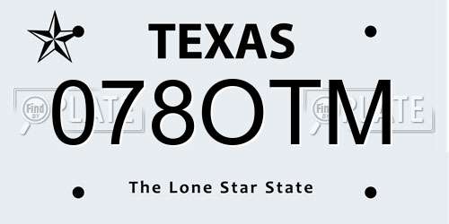 078OTM Texas License Plate