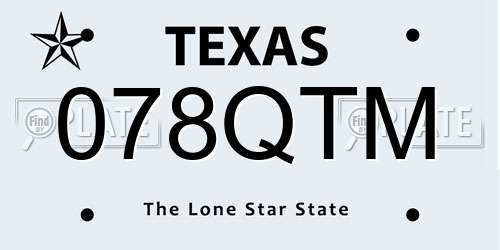 078QTM Texas License Plate