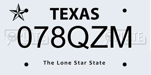 078QZM Texas License Plate