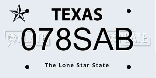 078SAB Texas License Plate
