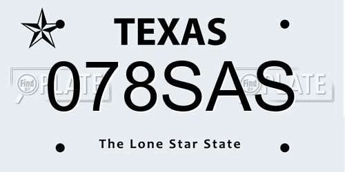 078SAS Texas License Plate