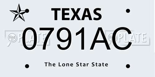 0791AC Texas License Plate