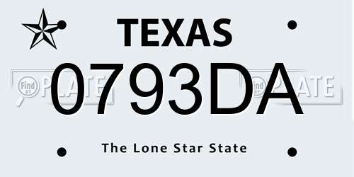 0793DA Texas License Plate