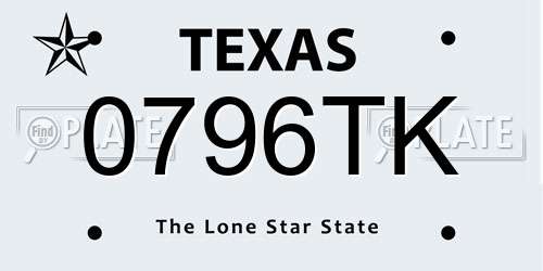 0796TK Texas License Plate