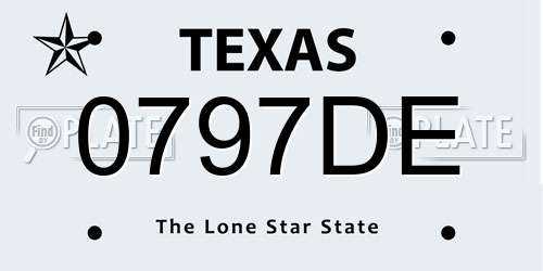 0797DE Texas License Plate