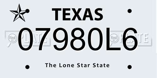 07980L6 Texas License Plate