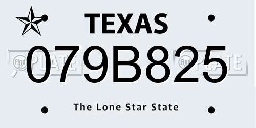 079B825 Texas License Plate