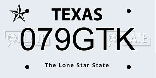 079GTK Texas License Plate