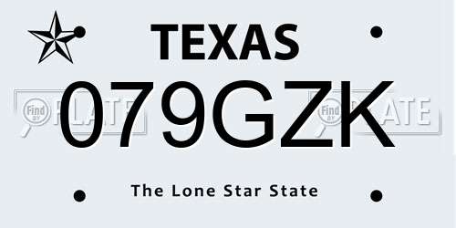 079GZK Texas License Plate
