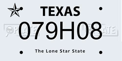 079H08 Texas License Plate