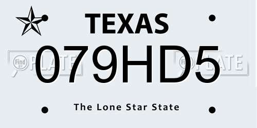 079HD5 Texas License Plate