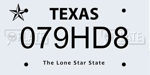 079HD8 Texas License Plate