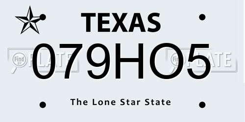 079HO5 Texas License Plate