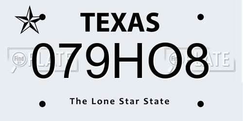 079HO8 Texas License Plate