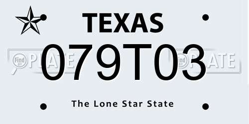 079T03 Texas License Plate