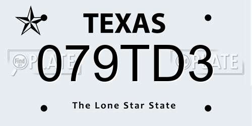 079TD3 Texas License Plate