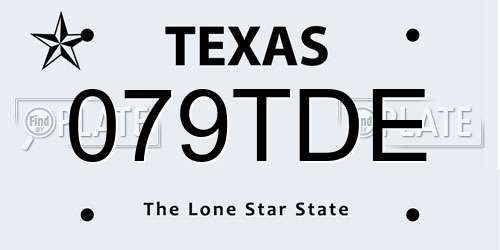 079TDE Texas License Plate