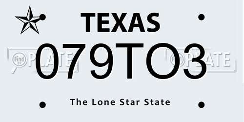 079TO3 Texas License Plate