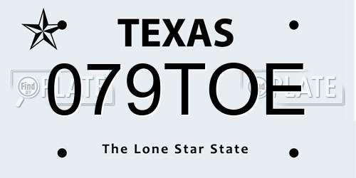 079TOE Texas License Plate