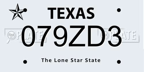 079ZD3 Texas License Plate