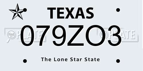 079ZO3 Texas License Plate