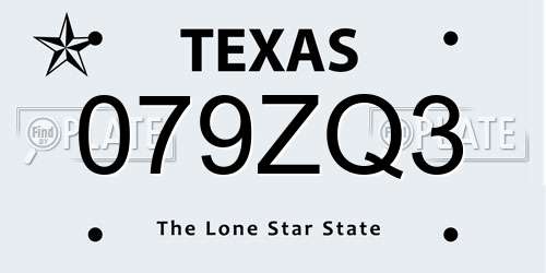 079ZQ3 Texas License Plate
