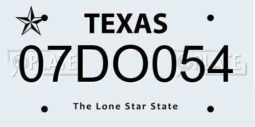 07DO054 Texas License Plate