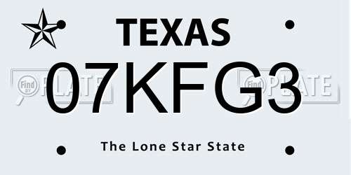 07KFG3 Texas License Plate