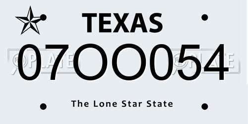 07OO054 Texas License Plate