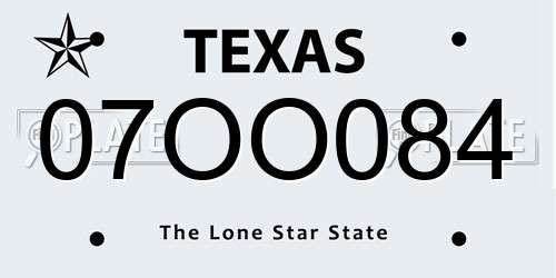 07OO084 Texas License Plate