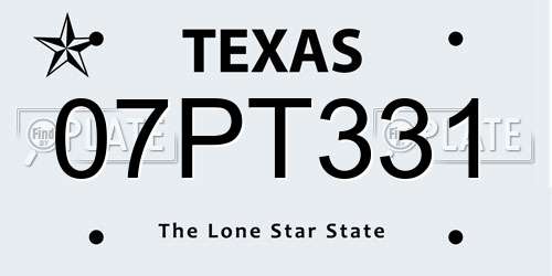 07PT331 Texas License Plate