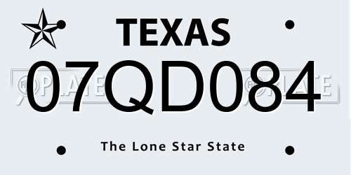07QD084 Texas License Plate
