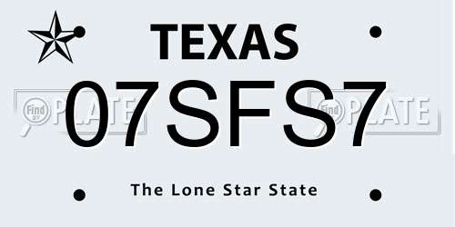 07SFS7 Texas License Plate