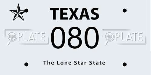 080 Texas License Plate