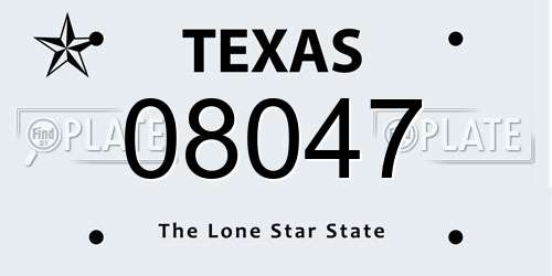 08047 Texas License Plate