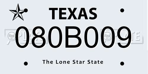 080B009 Texas License Plate
