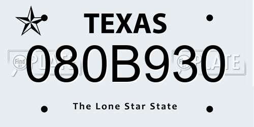 080B930 Texas License Plate