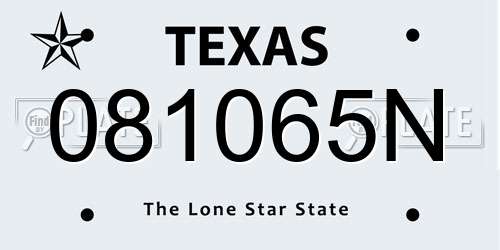 081065N Texas License Plate