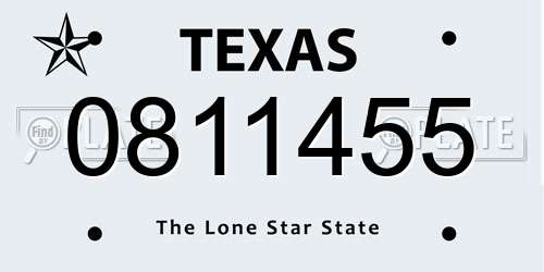 0811455 Texas License Plate