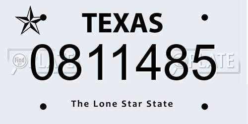 0811485 Texas License Plate