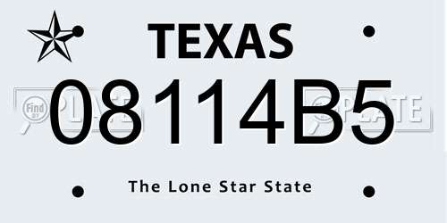 08114B5 Texas License Plate