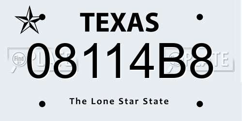 08114B8 Texas License Plate