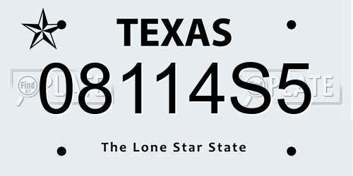 08114S5 Texas License Plate