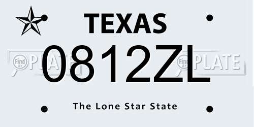 0812ZL Texas License Plate
