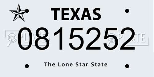 0815252 Texas License Plate