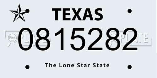 0815282 Texas License Plate