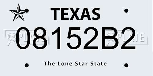 08152B2 Texas License Plate