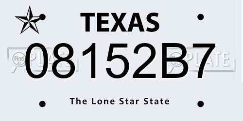 08152B7 Texas License Plate